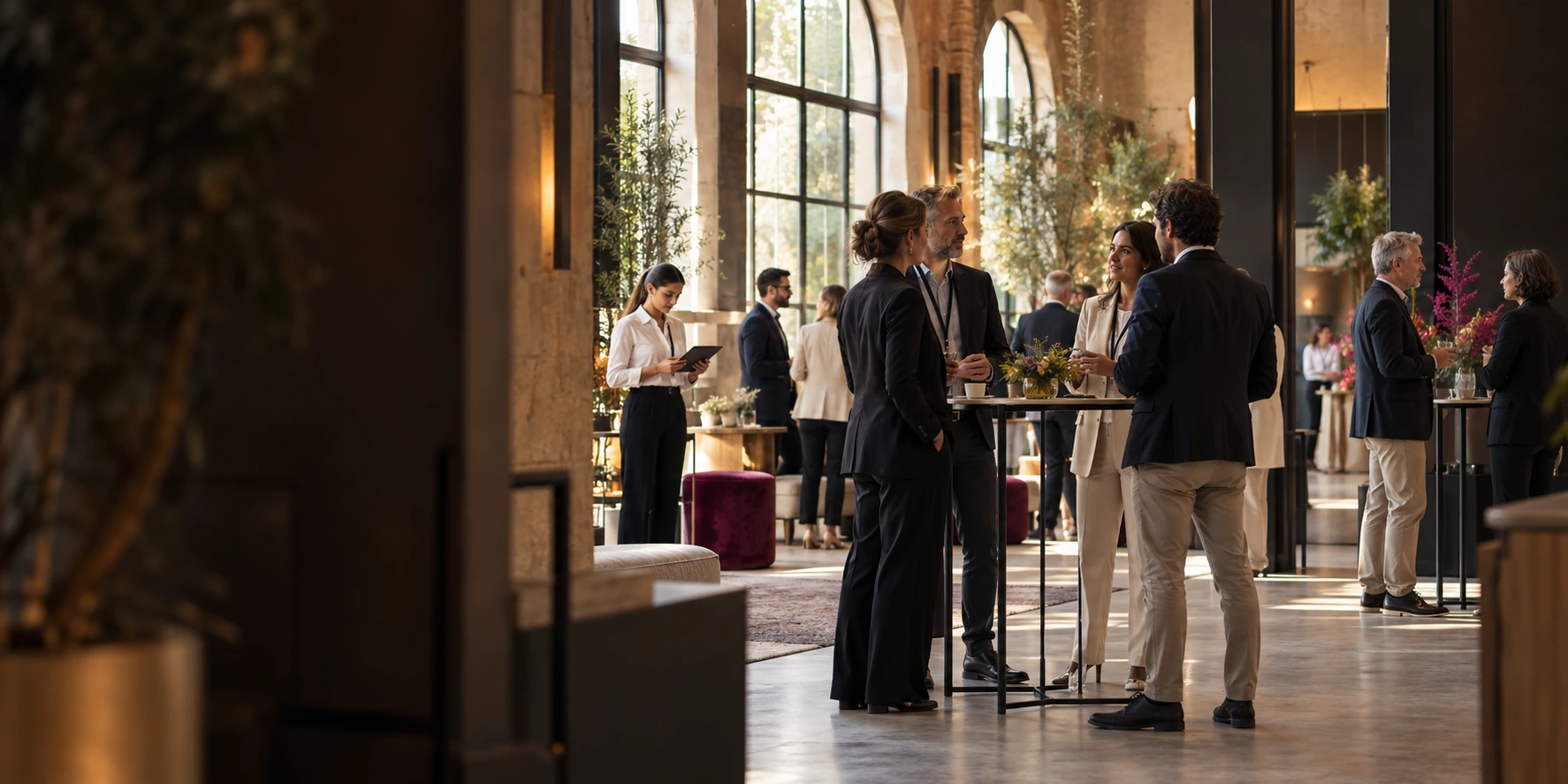 Profesionales conversando durante un encuentro de networking empresarial